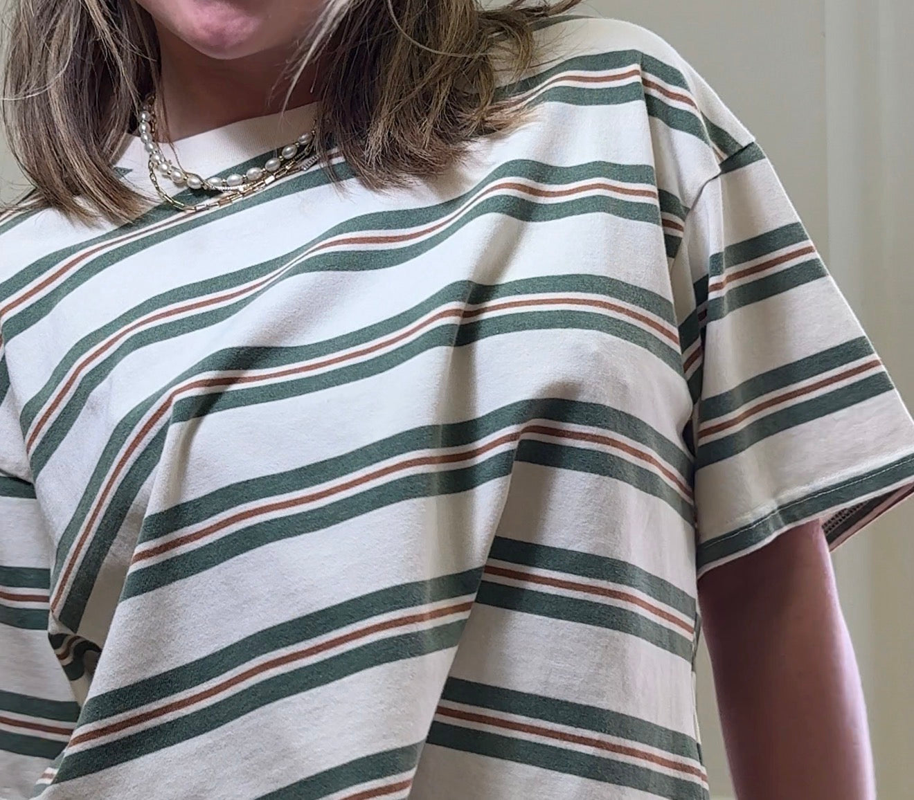Vintage Washed Striped Cotton Crop Tee