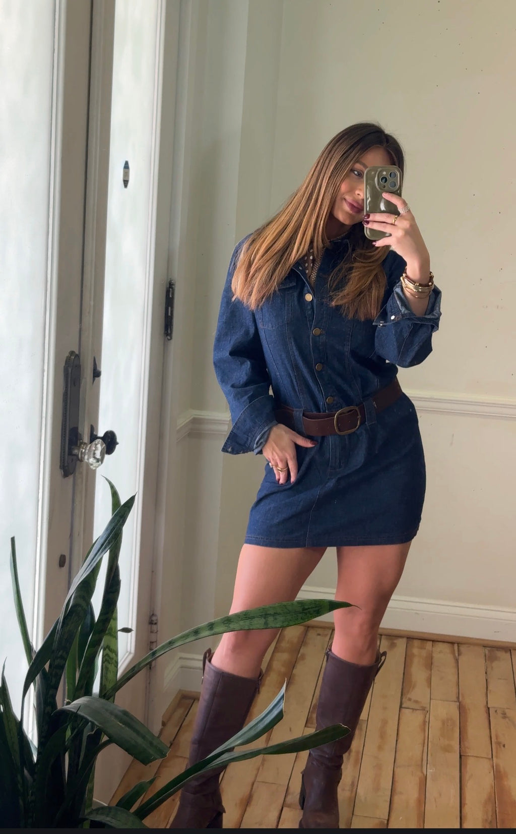 DENIM LONG SLEEVE DRESS