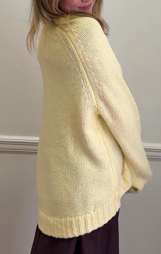 RAGLAN CREW NECK RIBBED HEM KNIT PULLOVER