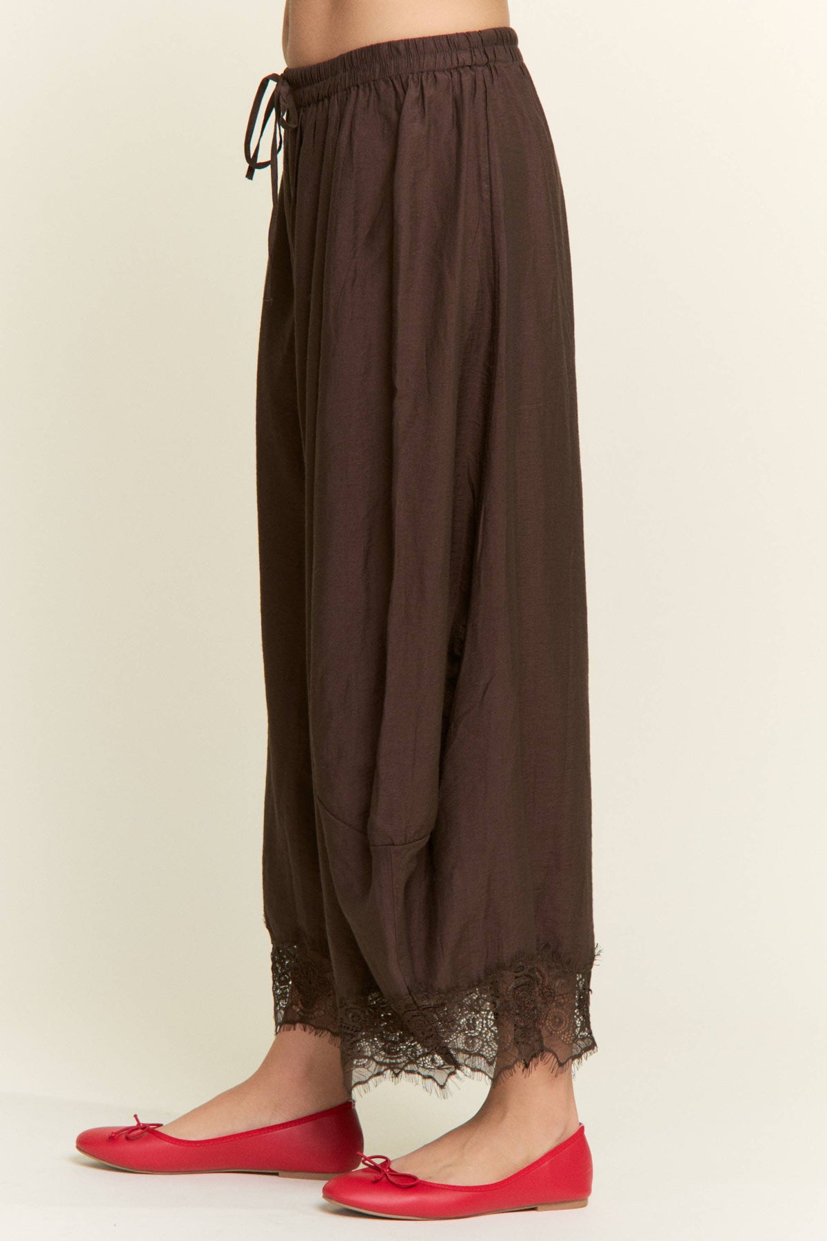 Lace Hem Relaxed Pants