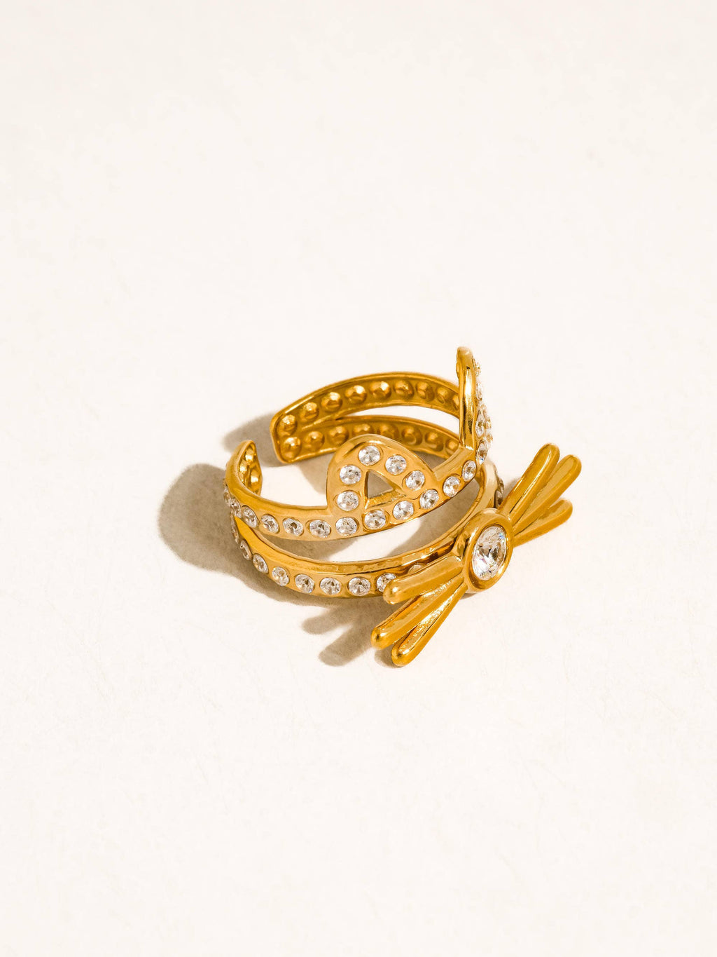 Kairo 18K Gold Non-Tarnish CZ Cat Ear Statement Ring