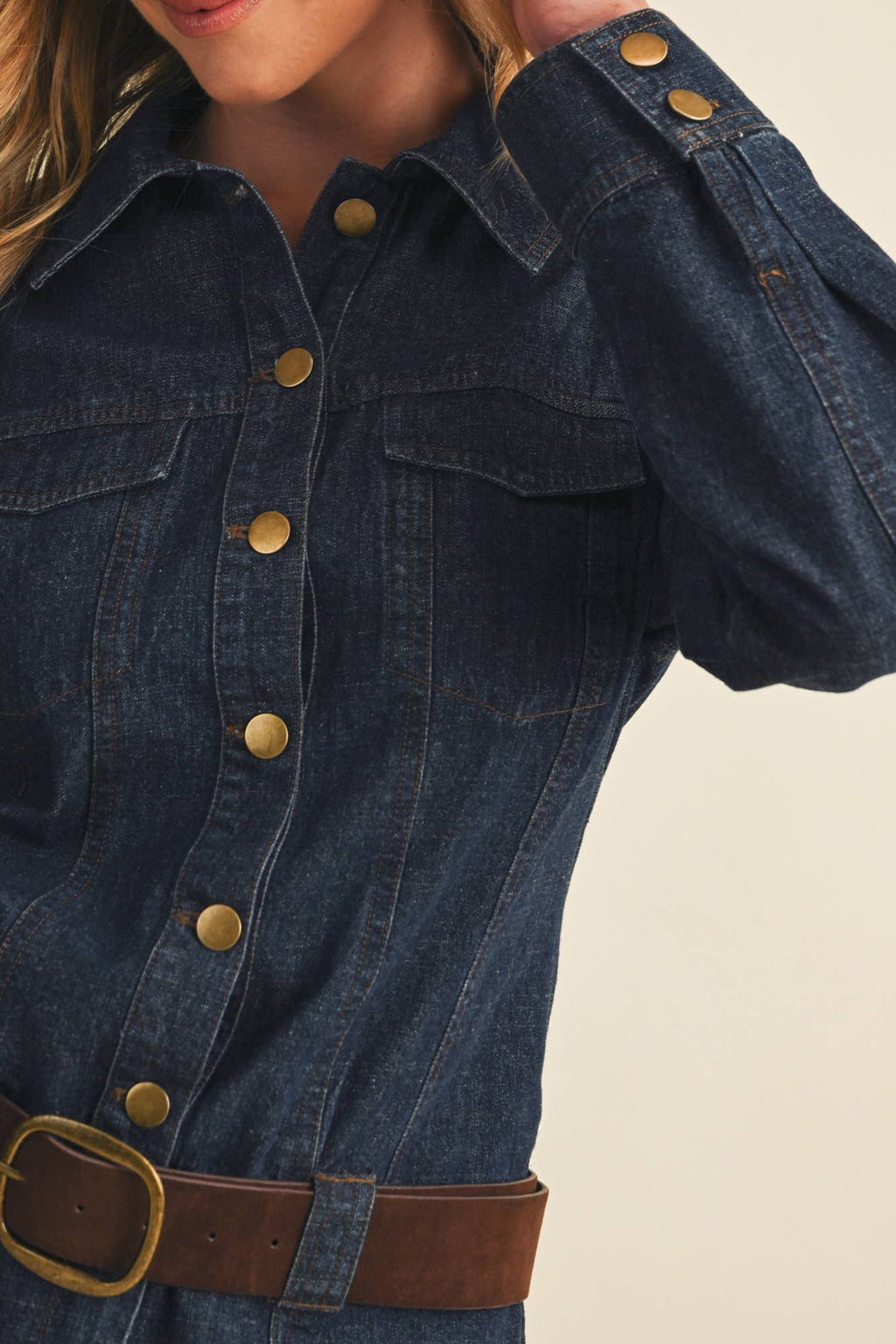 DENIM LONG SLEEVE DRESS