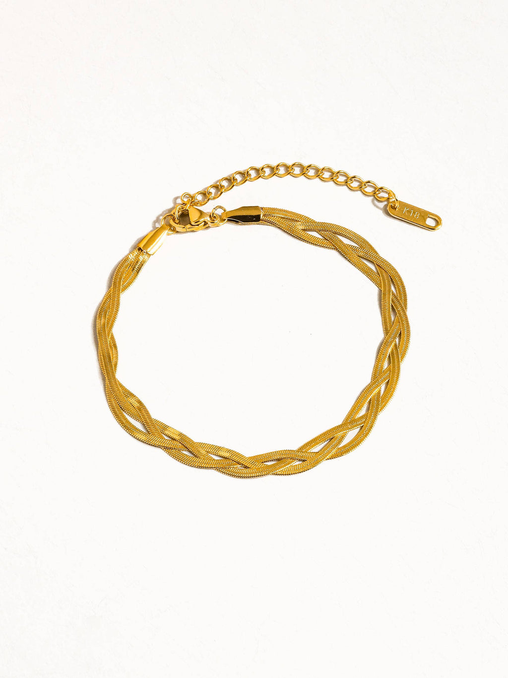 18K Gold Non-Tarnish Braided Snake Chain Bracelet