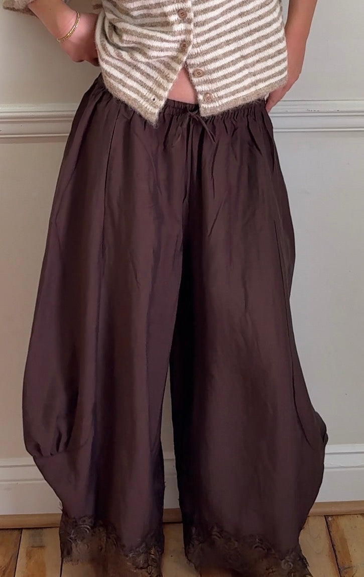 Lace Hem Relaxed Pants