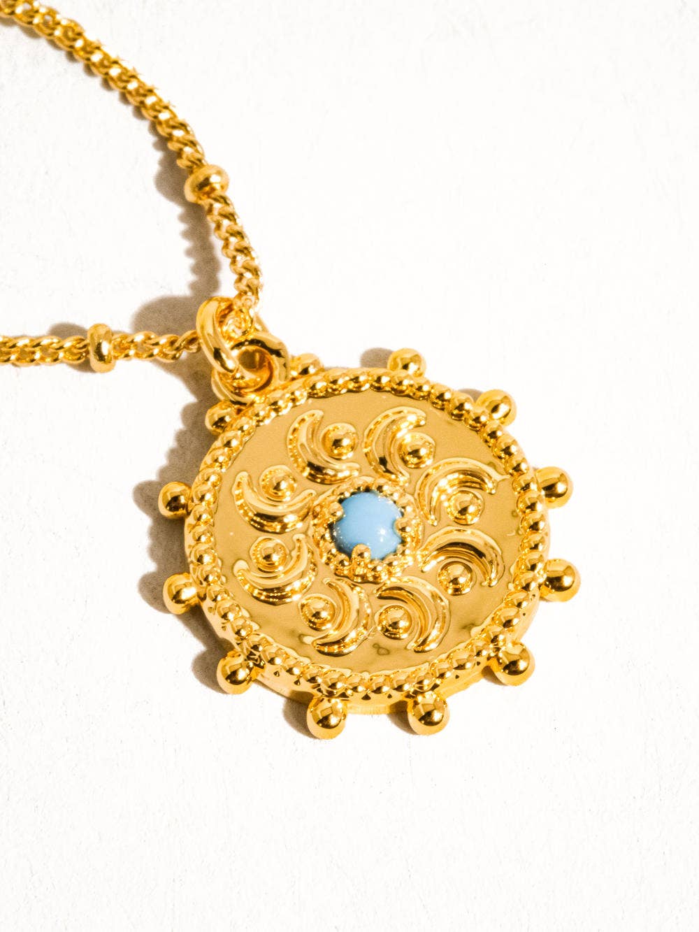 Collectique Stassie 18K Gold Turquoise Stone Sun Necklace Necklace Flânerie by MAIQ Yellow Gold Collectique Yellow Gold Flânerie by MAIQ Necklace Stassie 18K Gold Turquoise Stone Sun Necklace