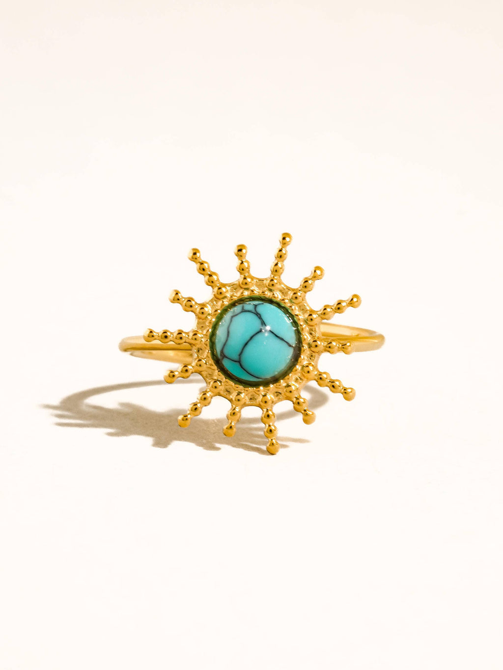 Ainsley 18K Gold Non-Tarnish Sunburst Adjustable Ring