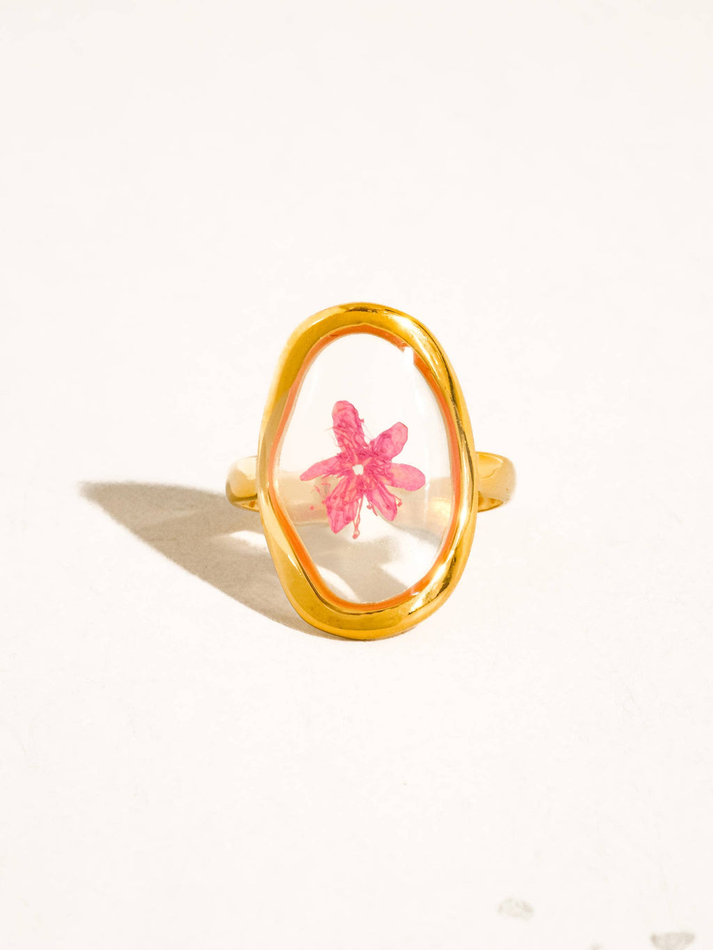 Flint 18K Gold Non-Tarnish Pink Floral Statement Ring