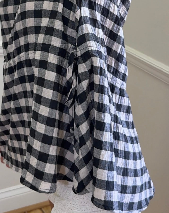 GINGHAM SLEEVELESS ELASTIC BAND WAIST TOP