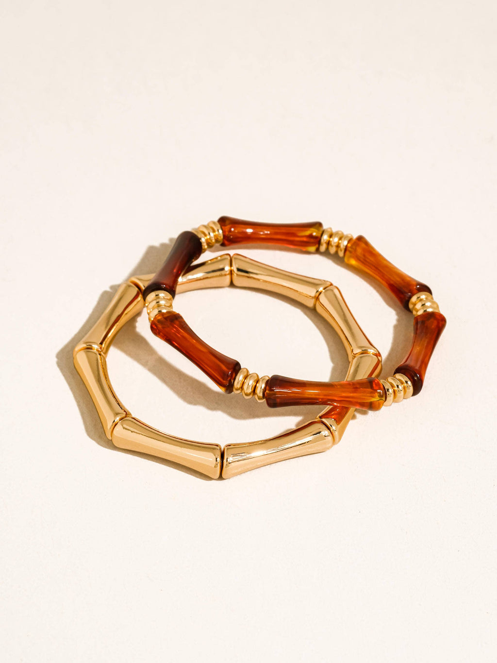 Alun 18K Gold Non-Tarnish Bamboo Resin Bangle Set