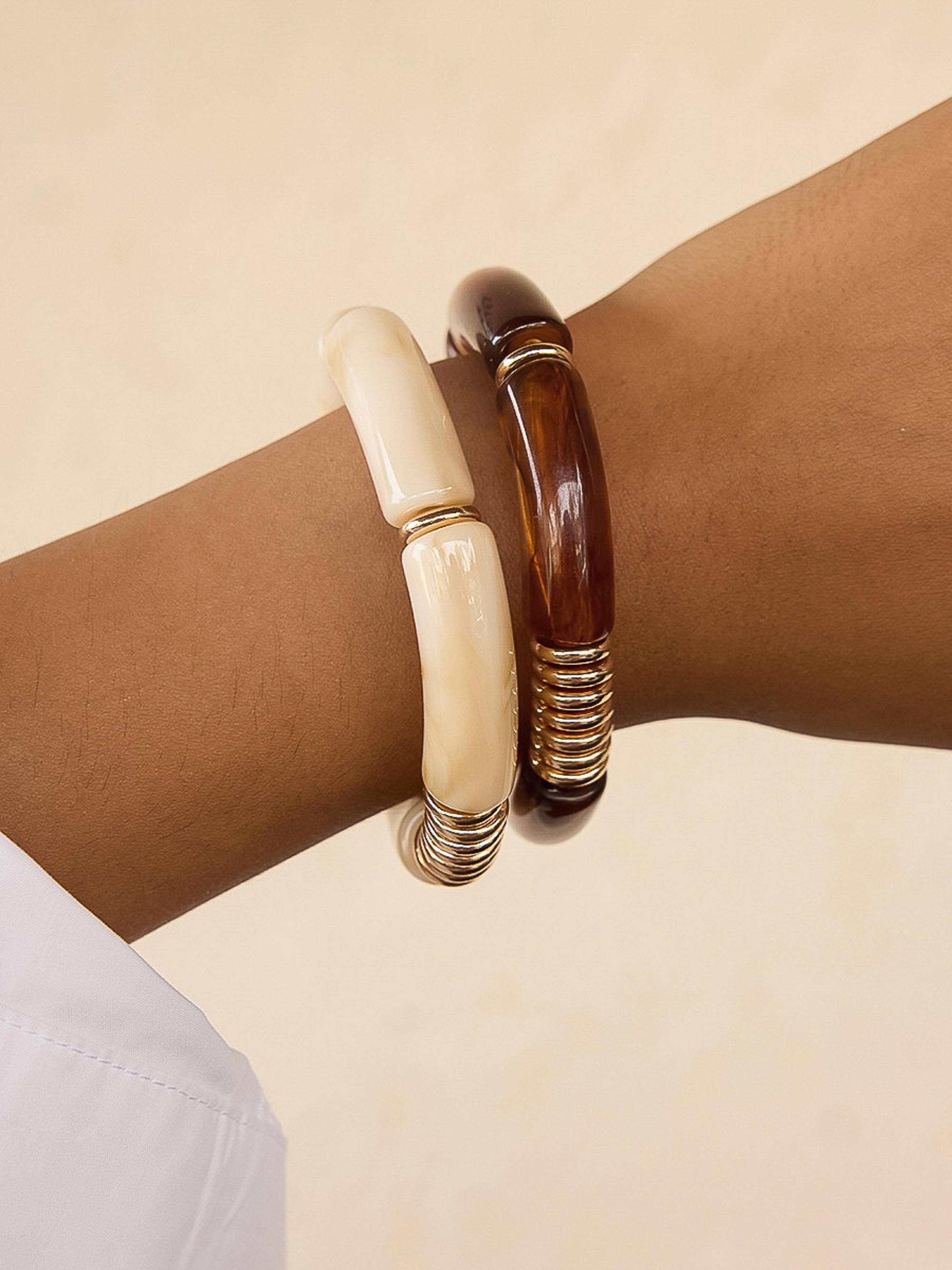 Cove 18K Gold Non-Tarnish Chunky Resin Bangle Set