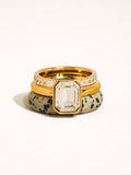 Stone 18K Gold Non-Tarnish Dalmatian Stone Mixed Ring Set