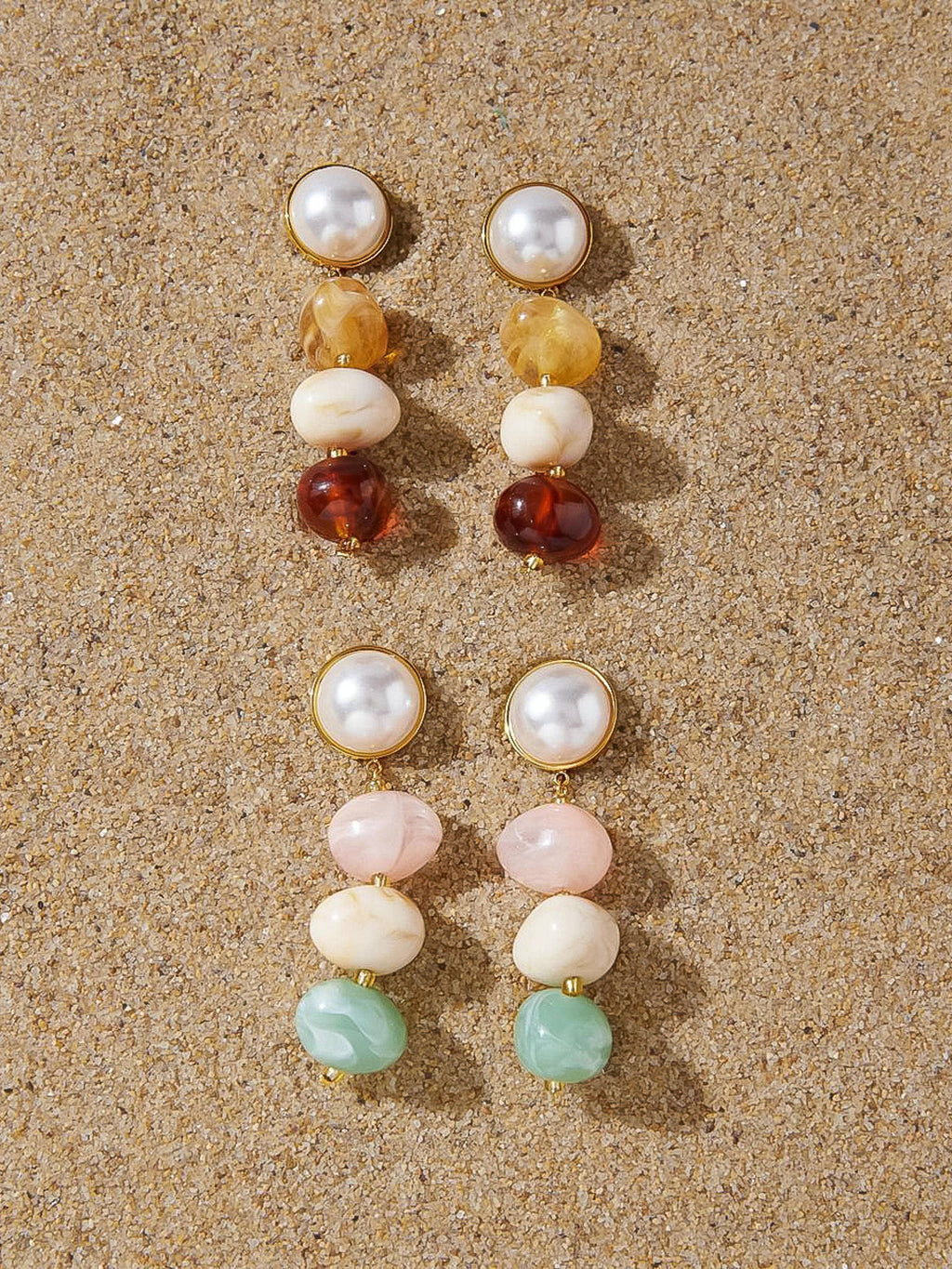 Alani 18K Gold Non-Tarnish Vintage Pastel Beaded Earring