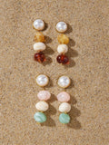 Alani 18K Gold Non-Tarnish Vintage Pastel Beaded Earring