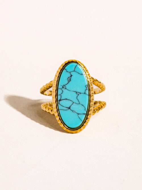 Collectique Ashwin 18K Gold Non-Tarnish Natural Stone Ring Rings Flânerie by MAIQ Turquoise Collectique Turquoise Flânerie by MAIQ Rings Ashwin 18K Gold Non-Tarnish Natural Stone Ring