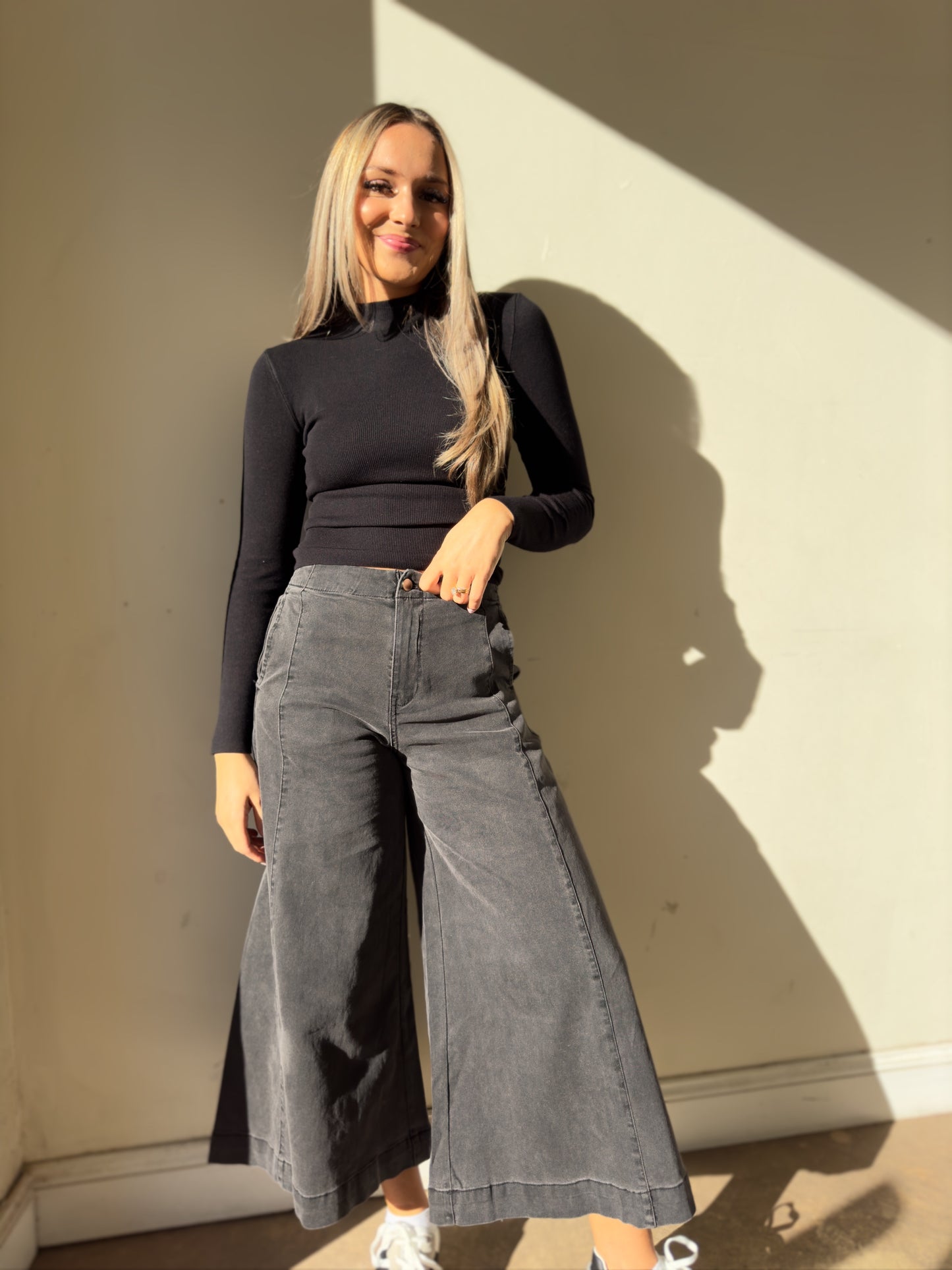 Charcoal Wide-Leg Pants