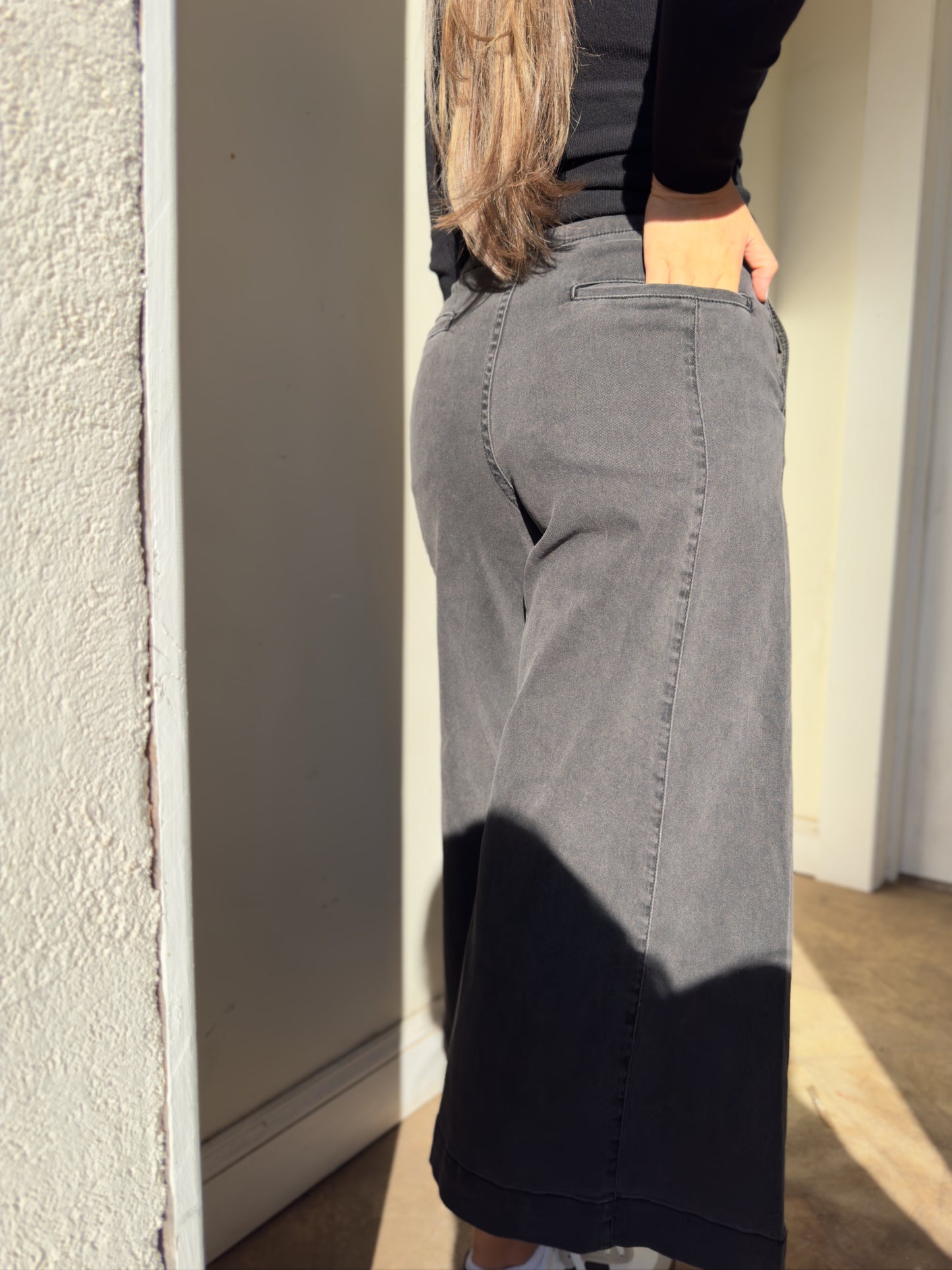 Charcoal Wide-Leg Pants