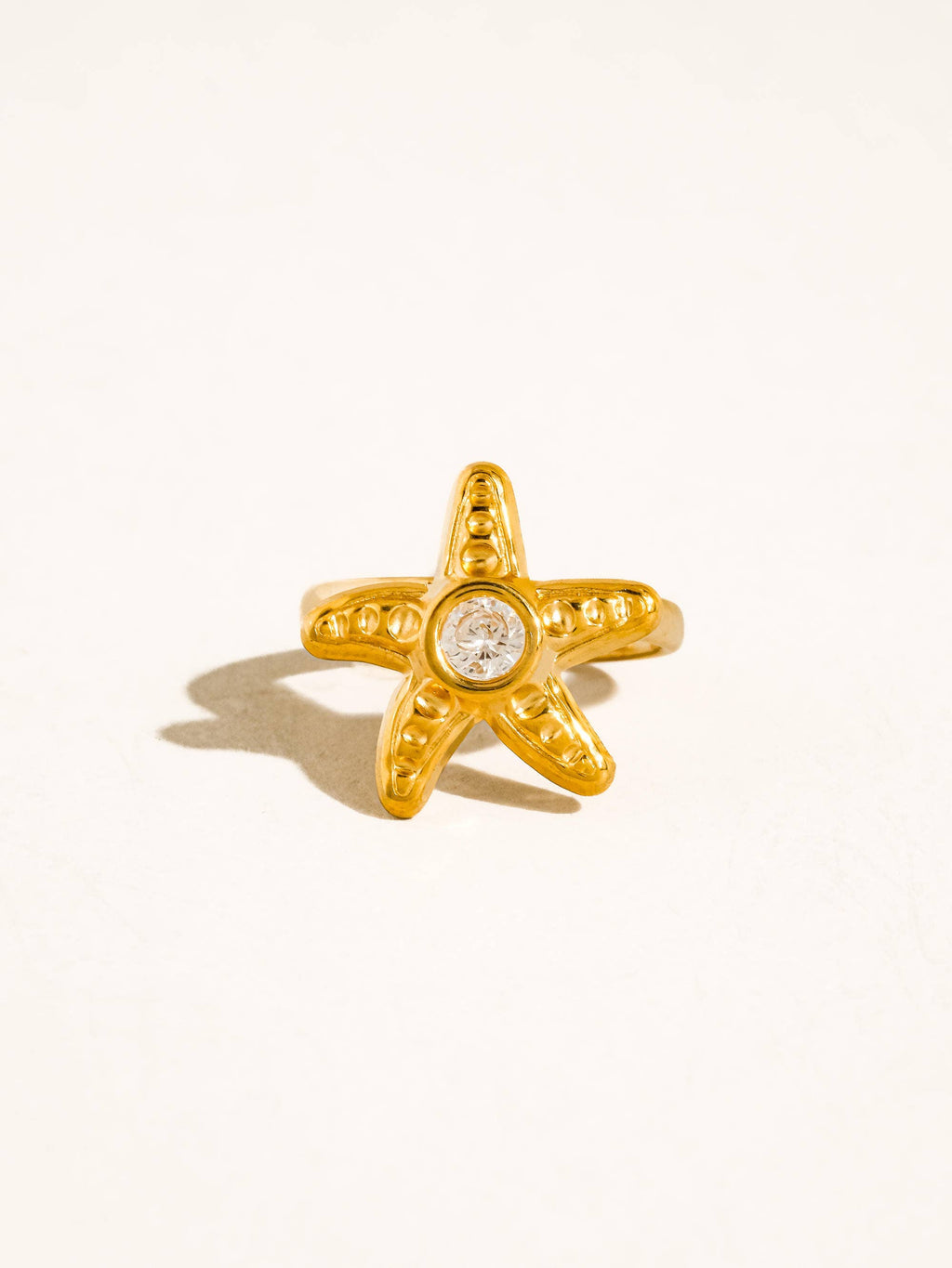 Marin 18K Gold Non-Tarnish Starfish CZ Statement Ring