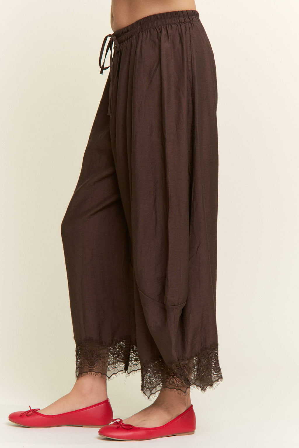 Lace Hem Relaxed Pants