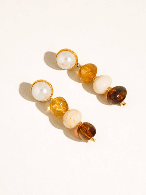 Alani 18K Gold Non-Tarnish Vintage Pastel Beaded Earring