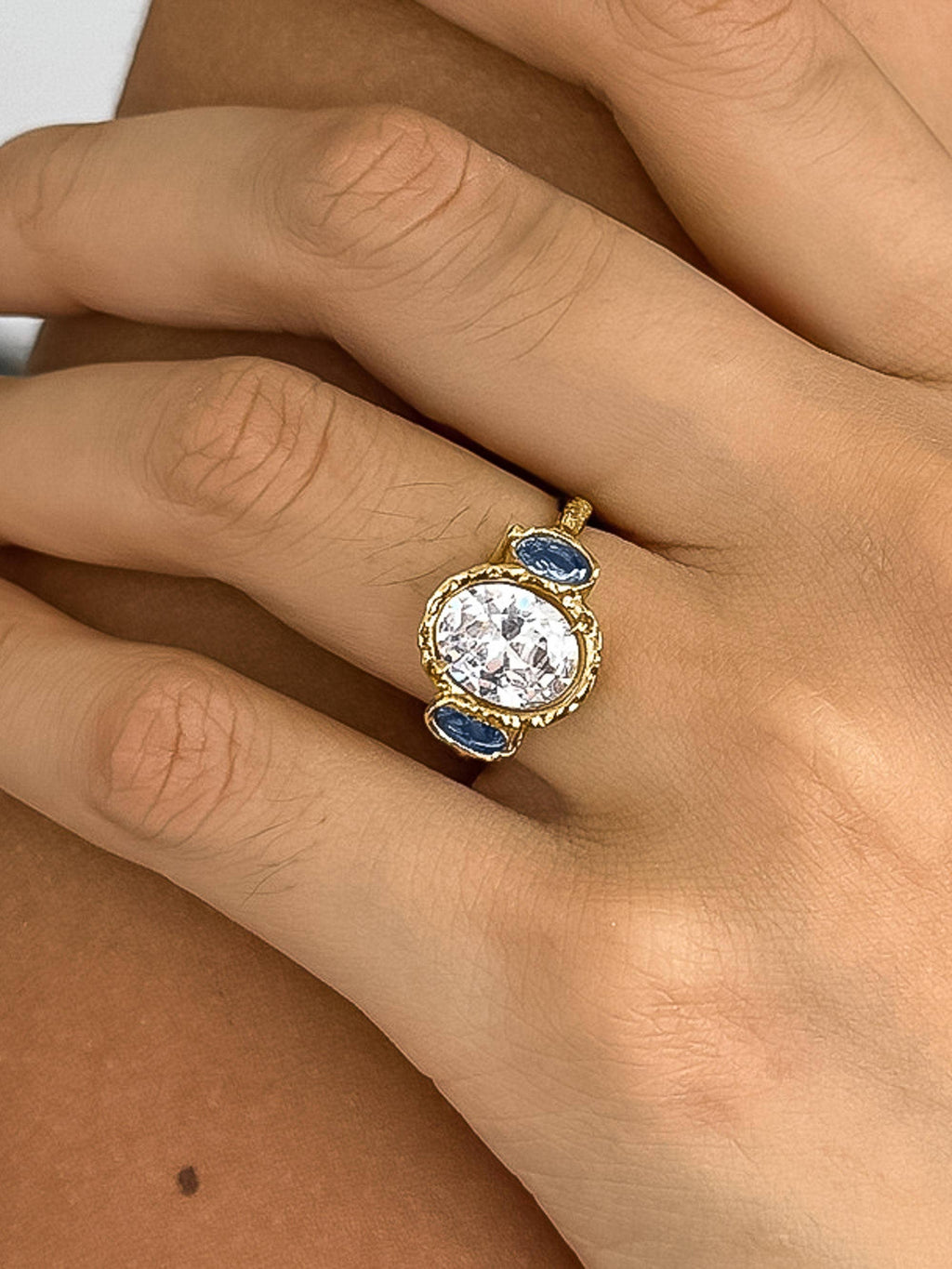 Chamonix 18K Gold Non-Tarnish Vintage Statement Trio Ring