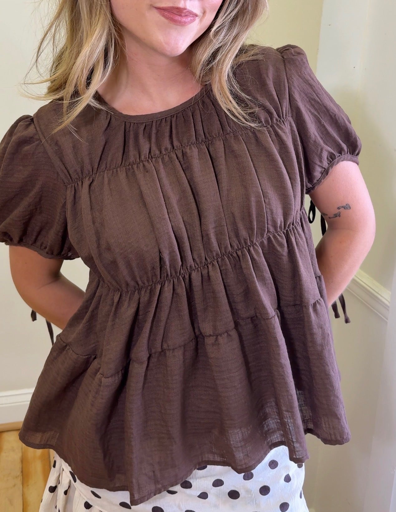 The Penelope Top | Tiered Woven Top