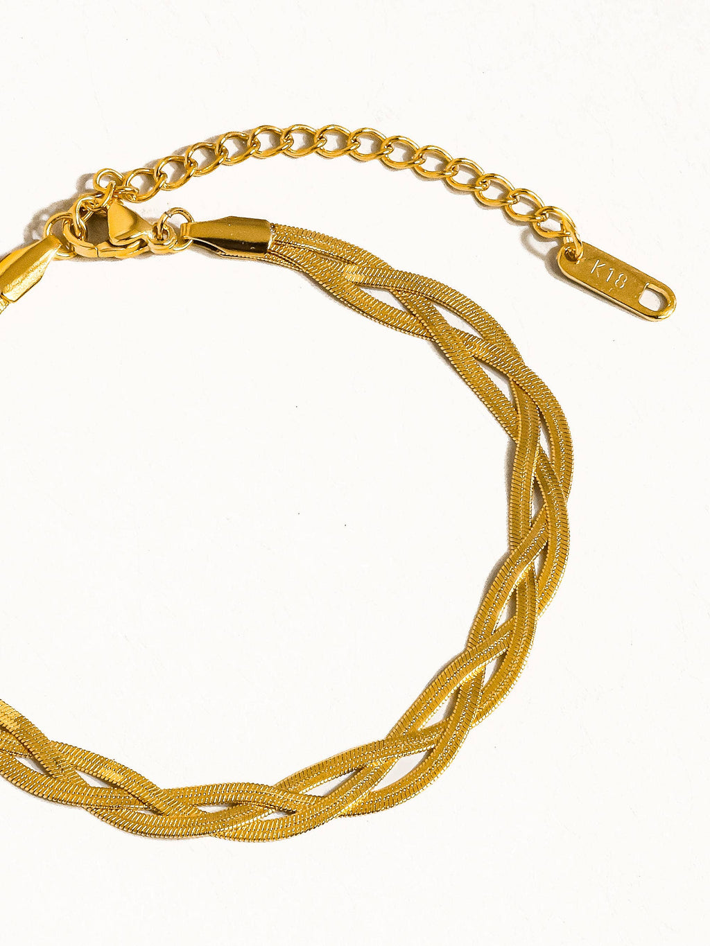 18K Gold Non-Tarnish Braided Snake Chain Bracelet