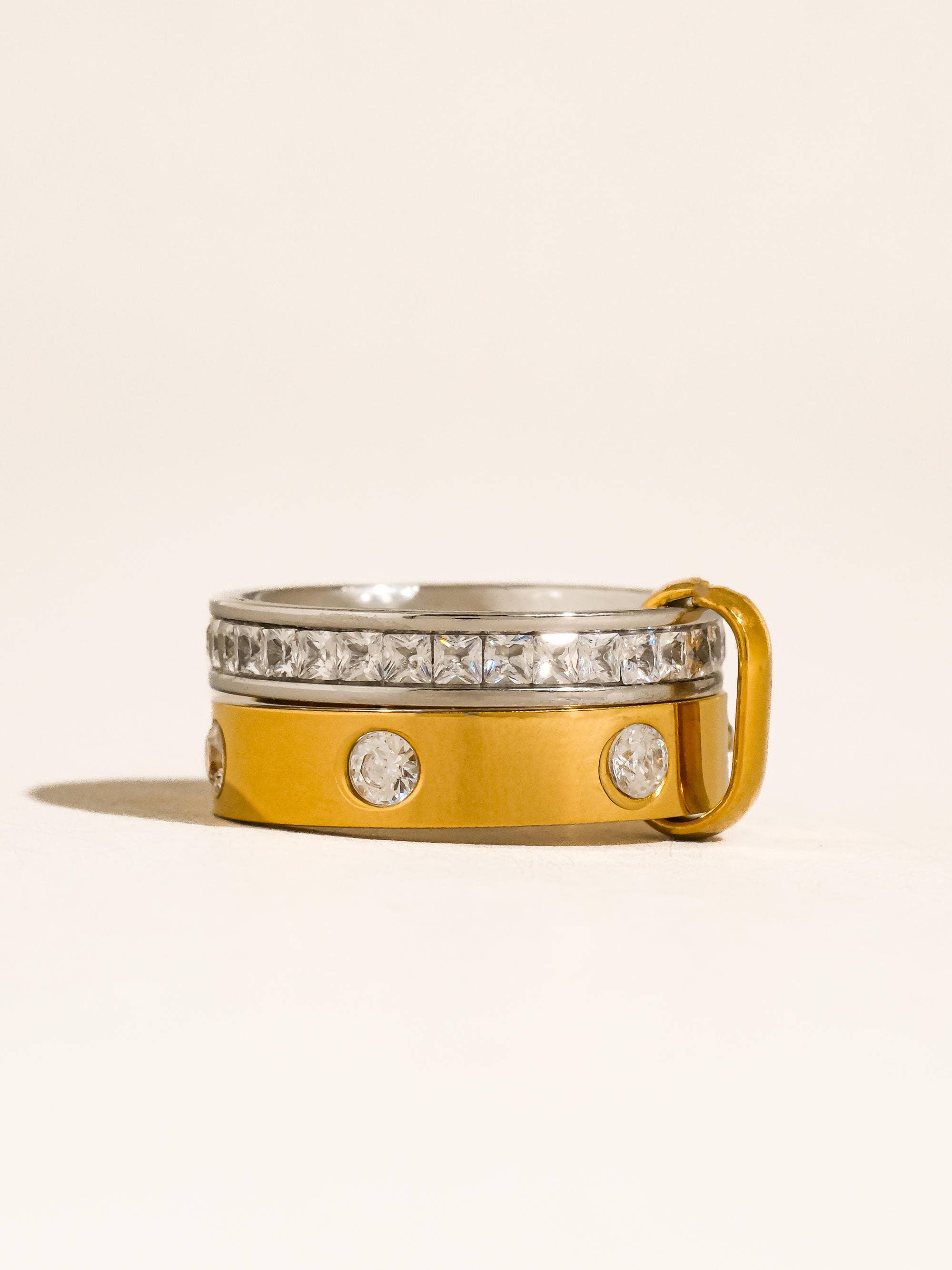 Greyson 18K Gold Non-Tarnish Two-Tone Crystal Band Ring