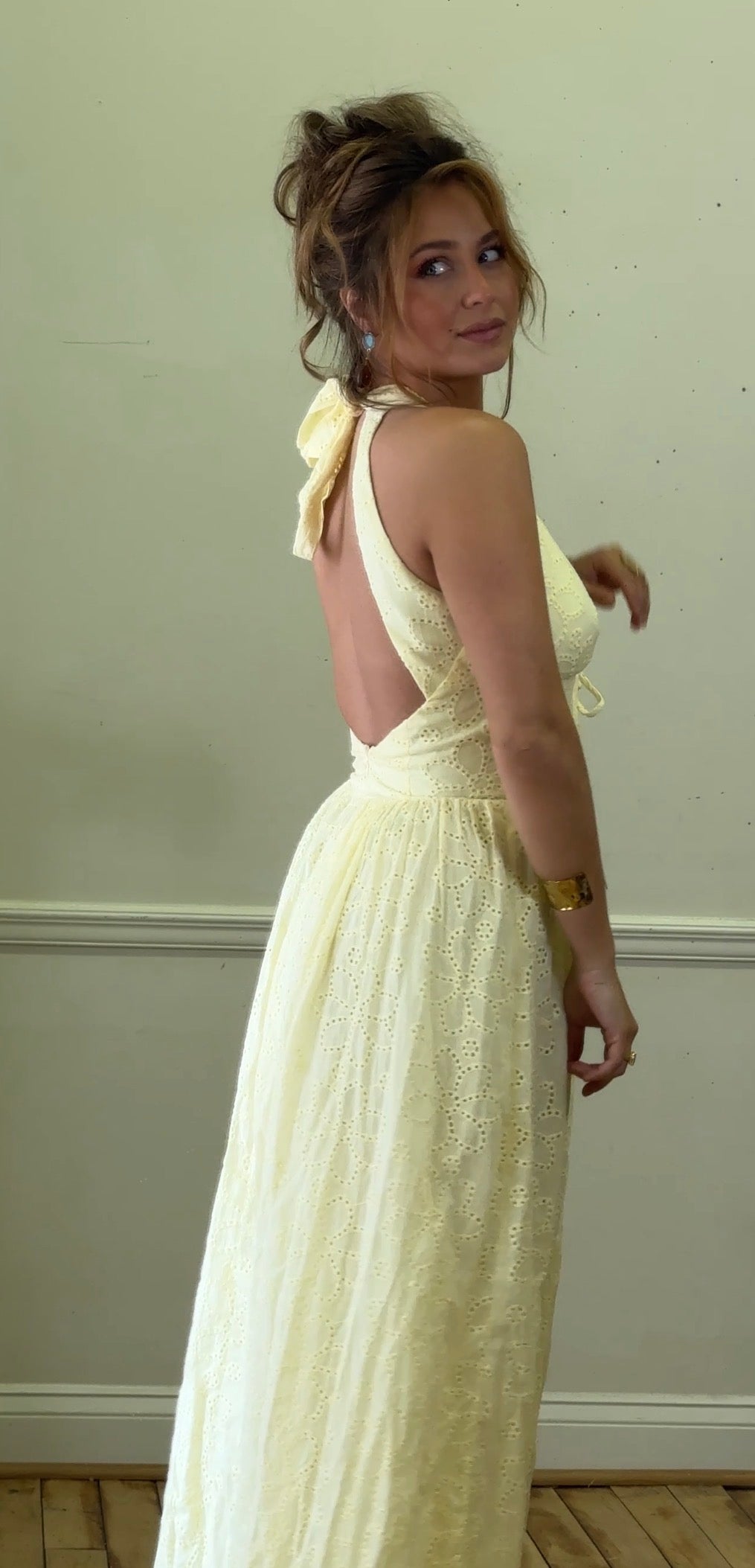 EYELIT HALTER MIDI DRESS