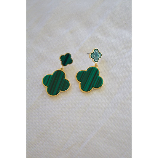 Emerald Clover Drop Earrings