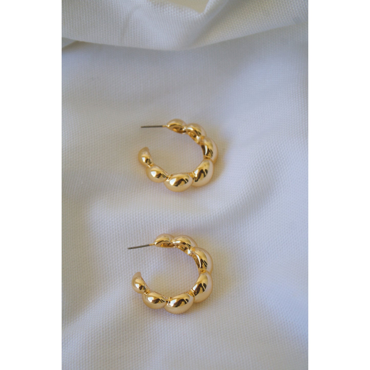 Gold Puffy Twisted Hoops