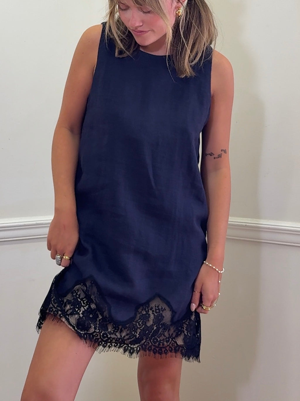 Joey Lace Hem Linen Mini Dress