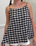 GINGHAM SLEEVELESS ELASTIC BAND WAIST TOP