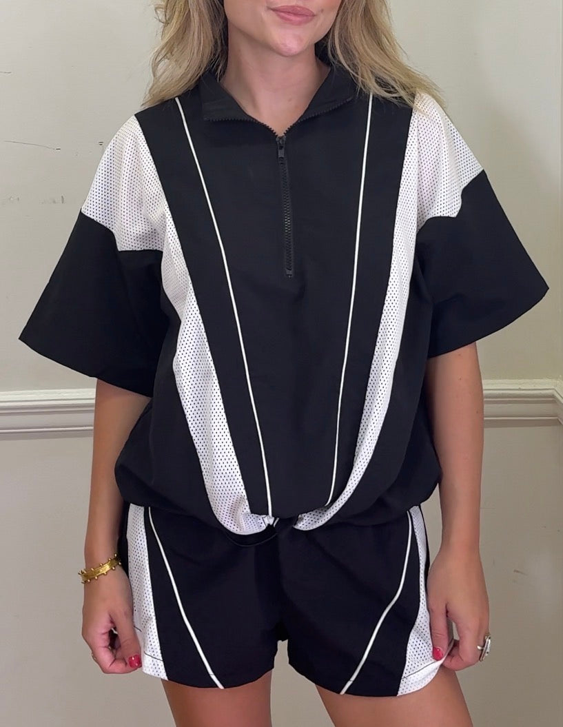 Nylon & mesh contrast shorts