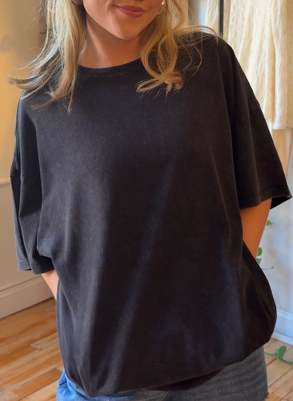 Mineral Wash Oversized Crew Neck T-Shirts