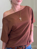 Elena Linen Blend One Shoulder Top