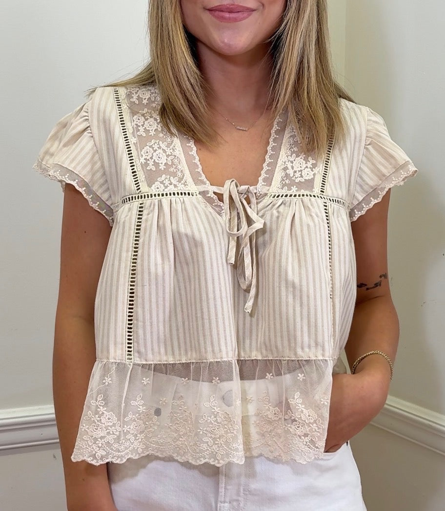 LACE-TRIMMED BLOUSE