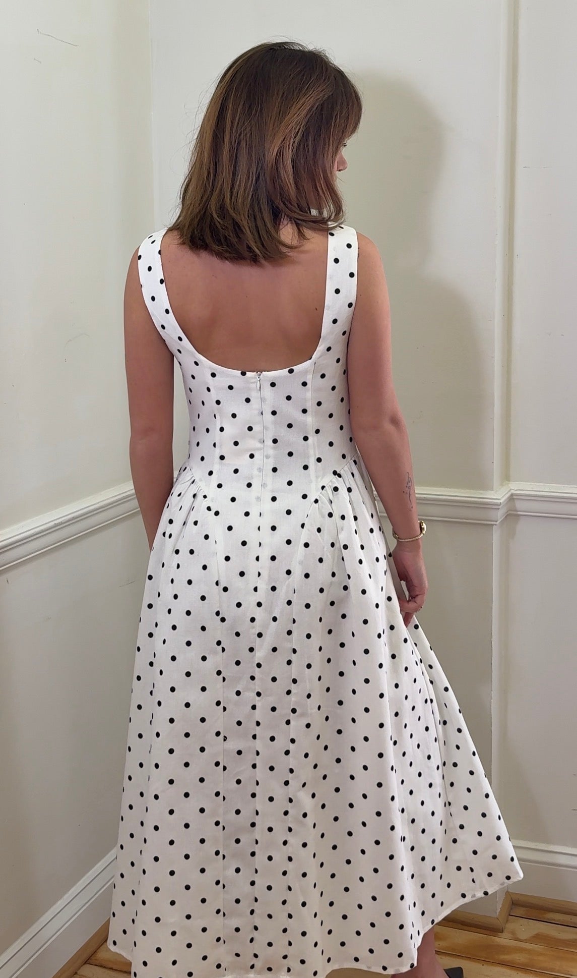 POLKA DOT FIT AND FLARE MIDI DRESS