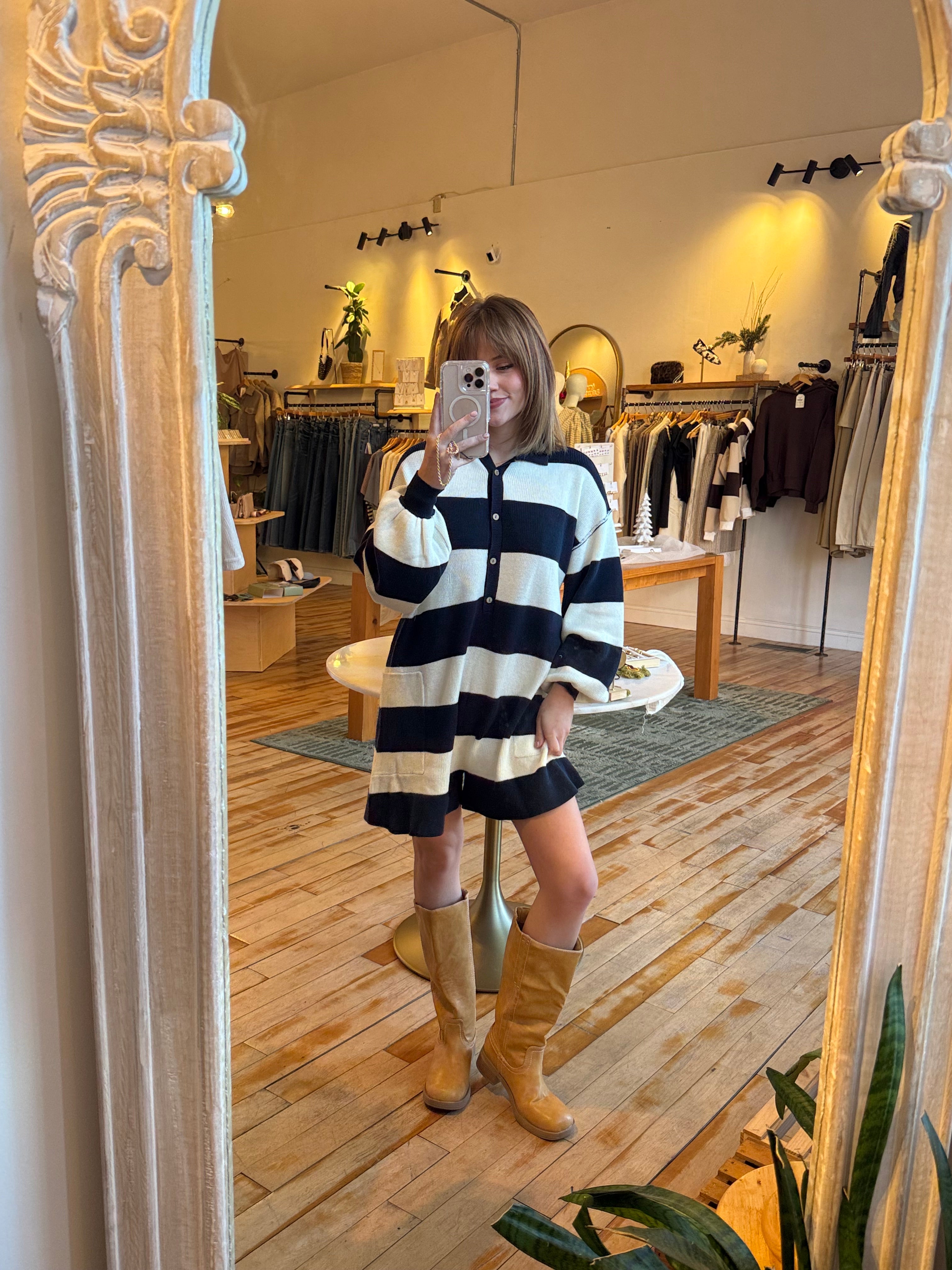 Navy Striped Knit Jumper