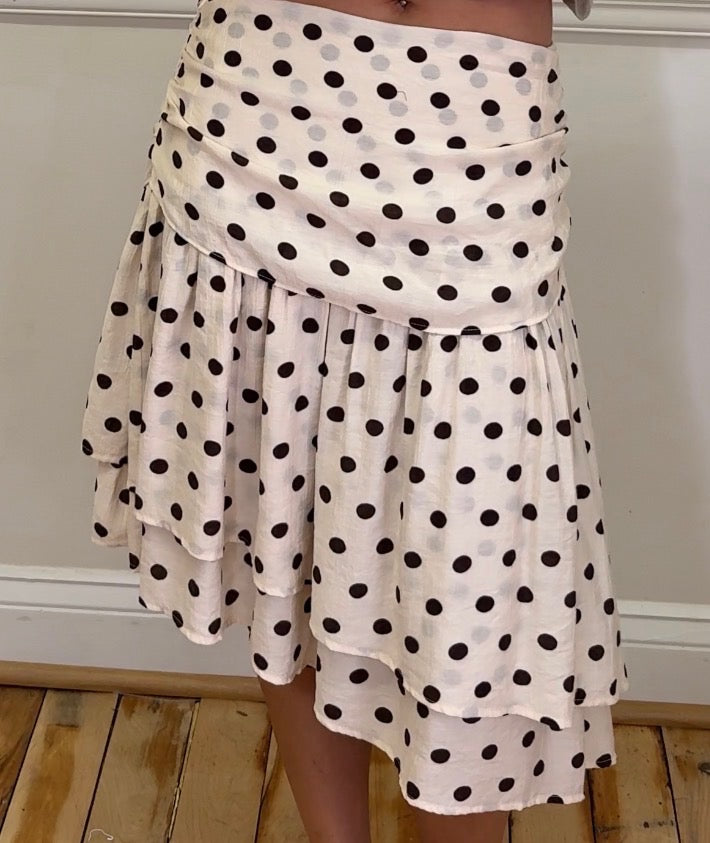 The Ameya Skirt | Polka Dot Asymmetrical Knee Length Layered