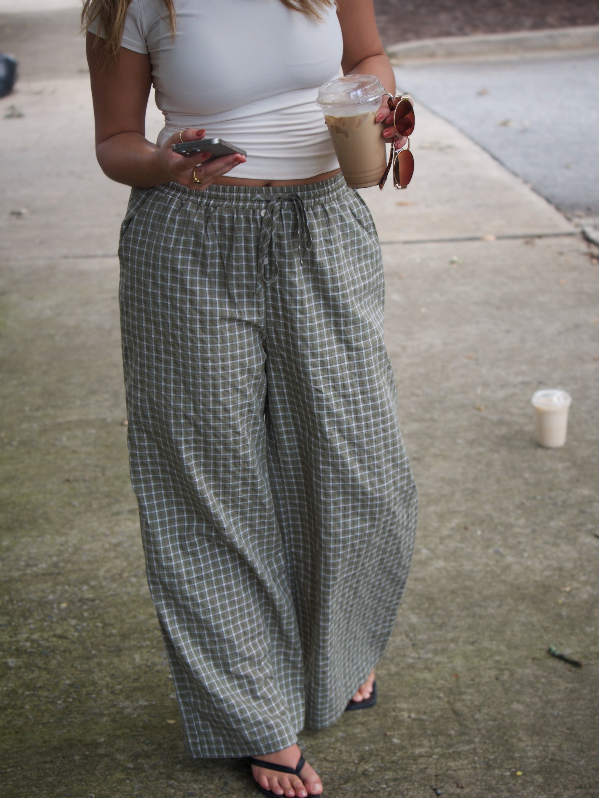 Collectique Olive Gridline Lounge Pants Pants Collectique Small