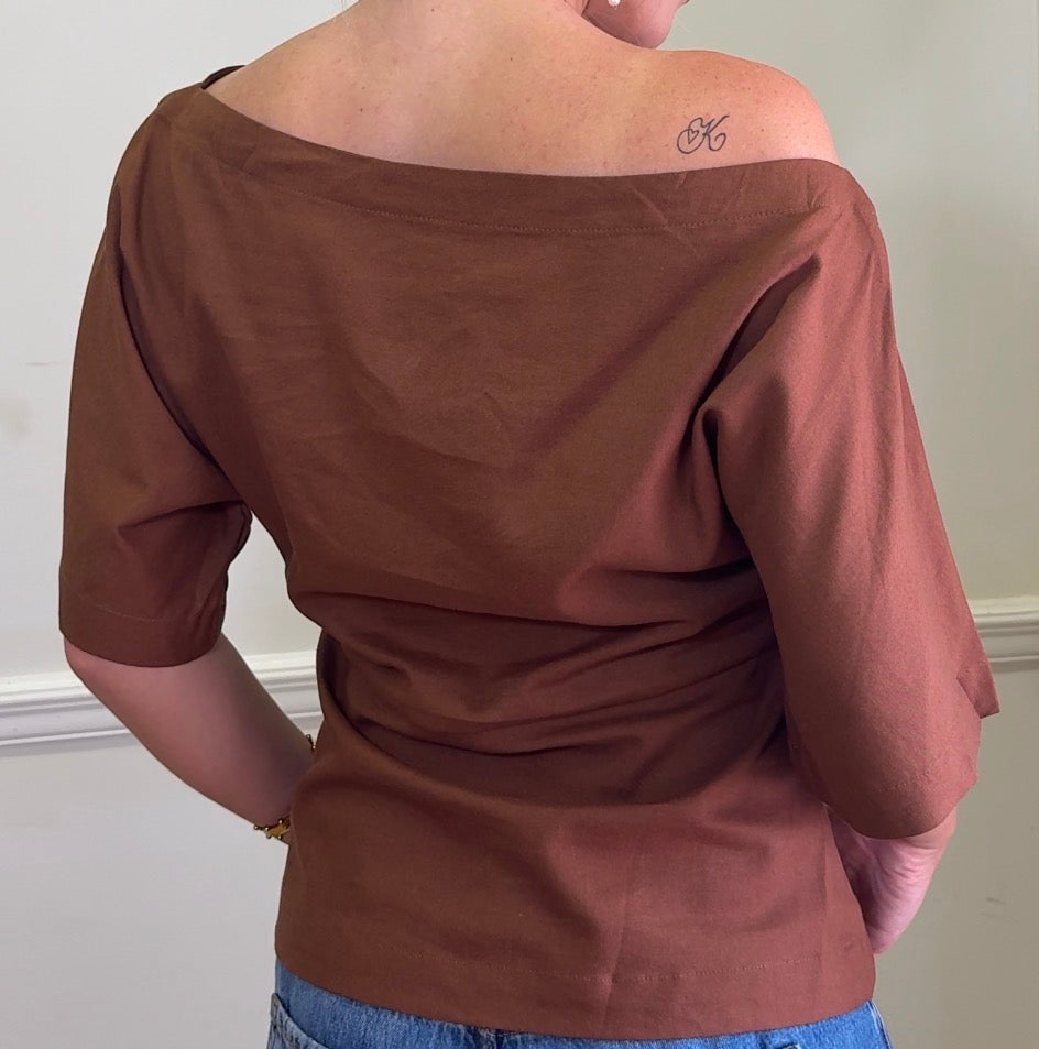 Elena Linen Blend One Shoulder Top