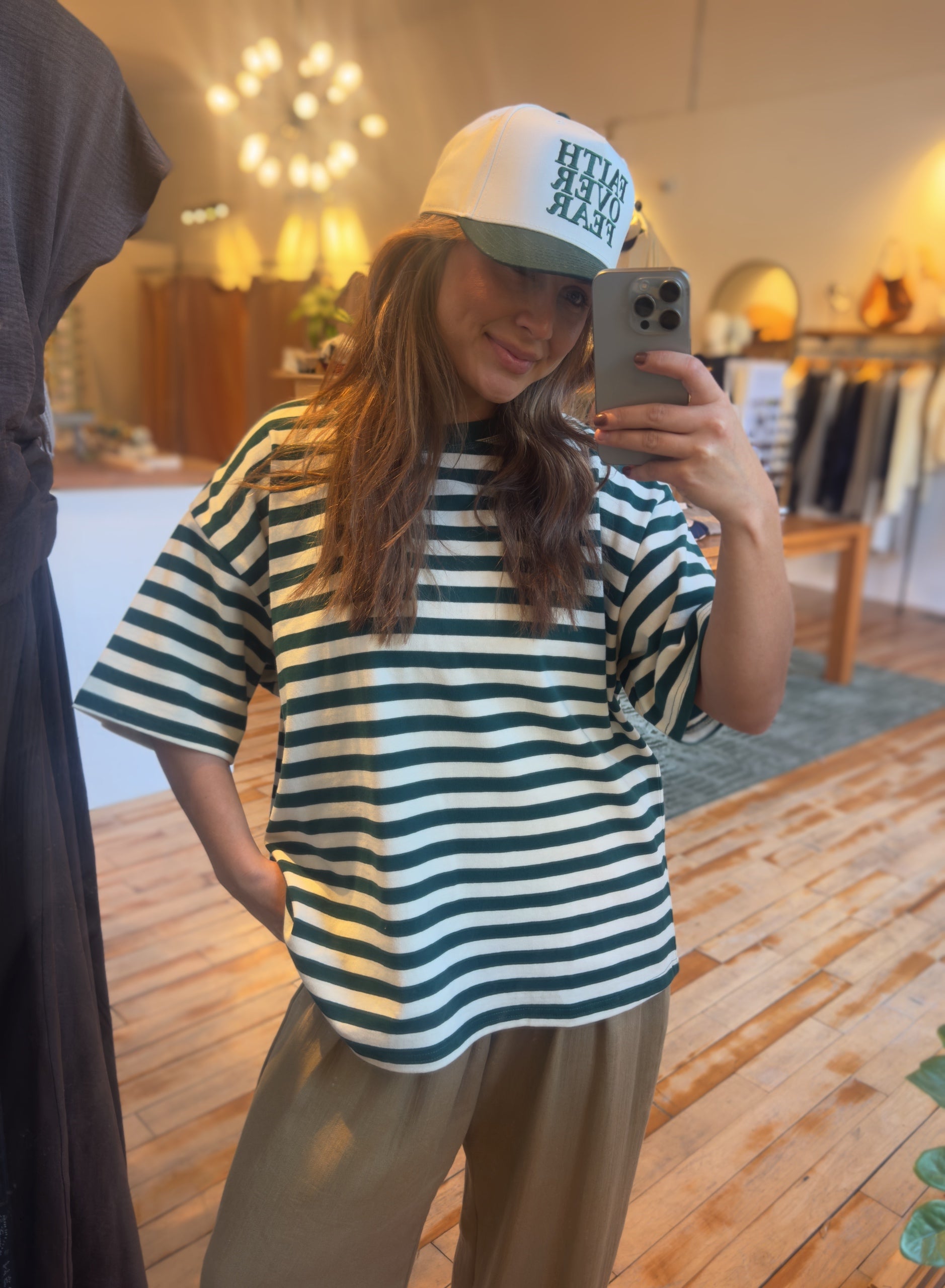 Green Striped Dad Tee