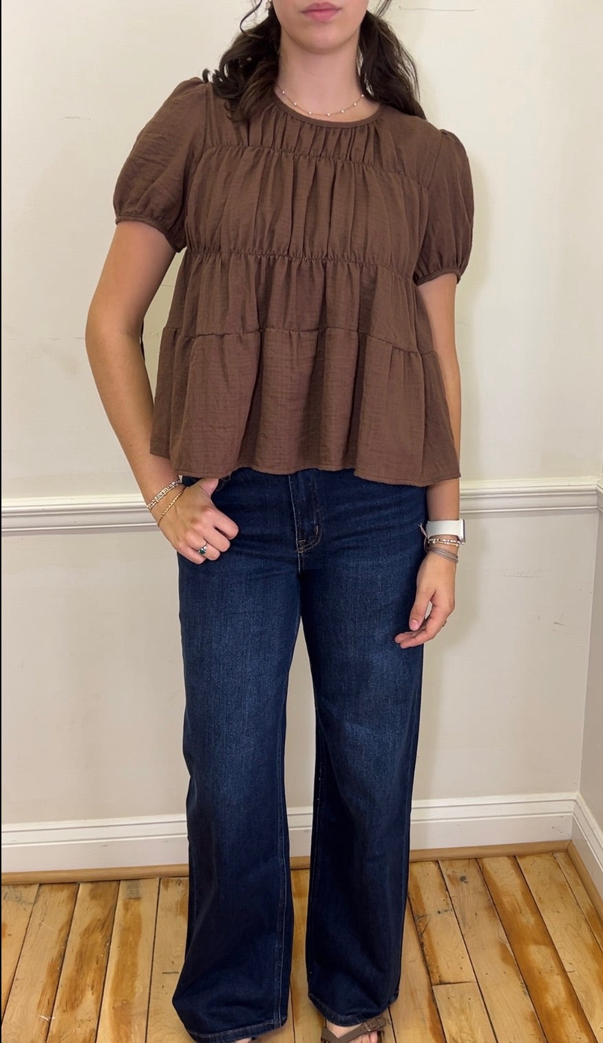 SUPER HIGH RISE FULL LENGTH DARK WASH WIDE JEANS T6937