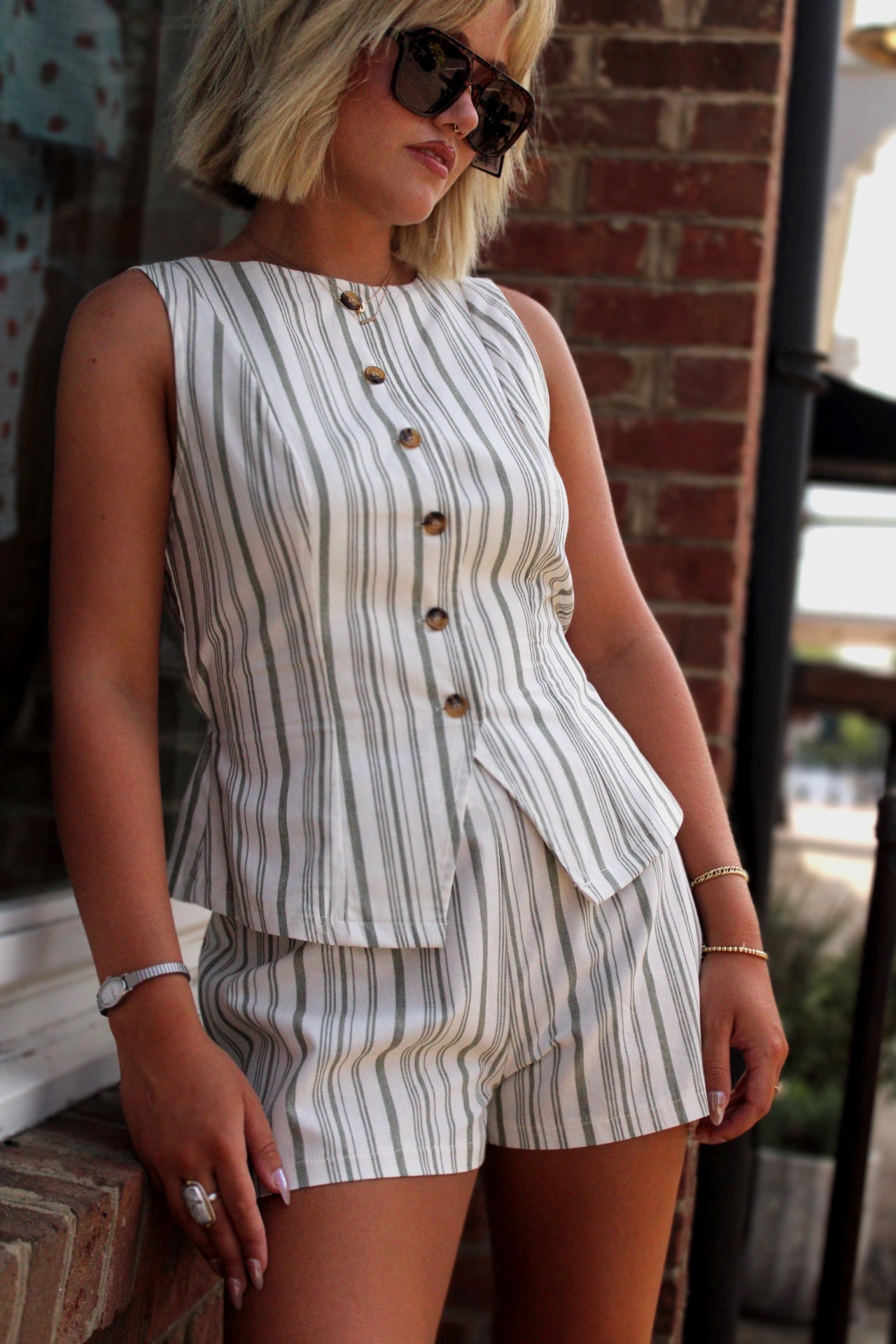 Collectique Striped Cotton Bottoms bottoms Collectique Small