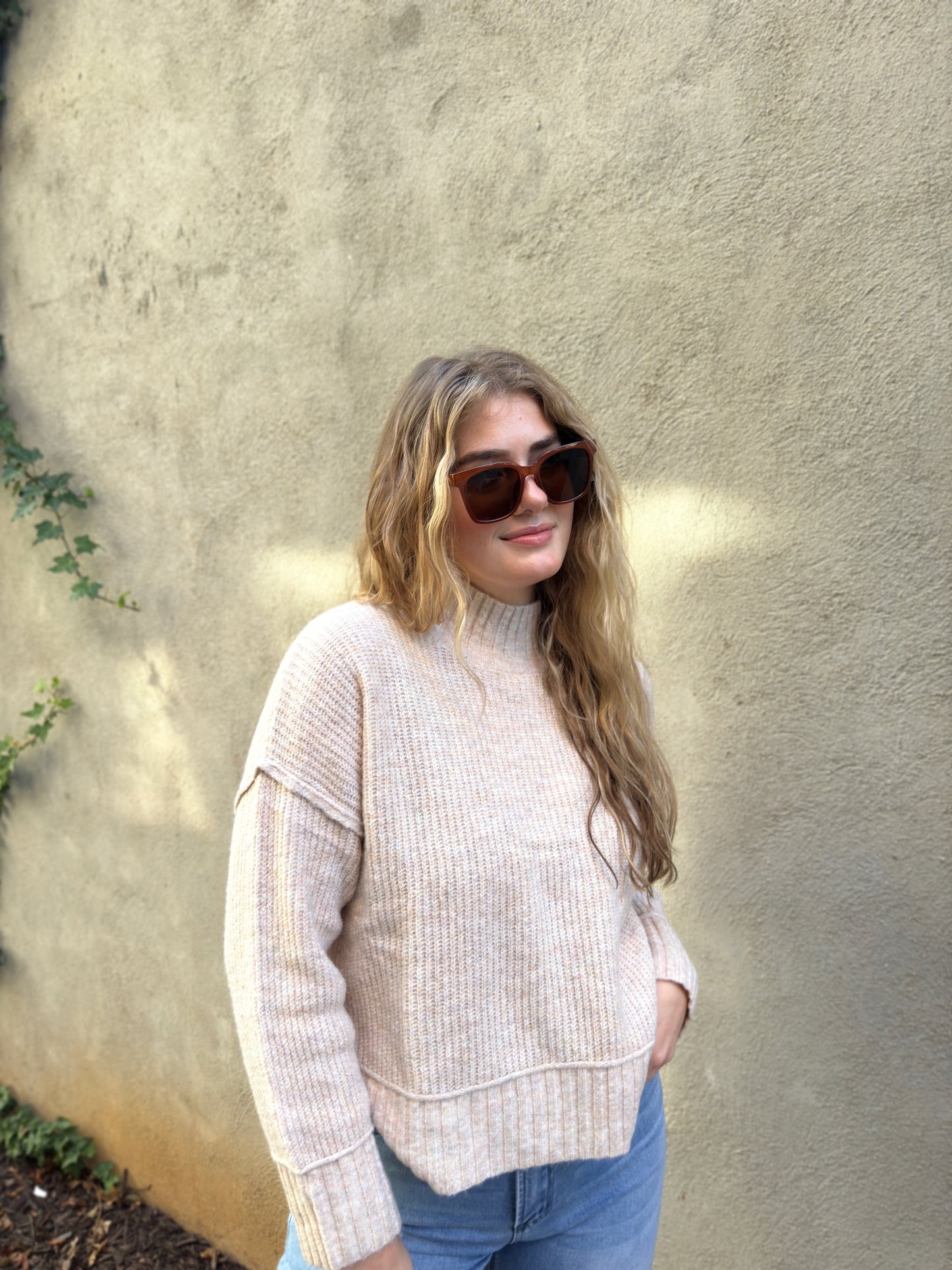 High Neck Oatmeal Sweater