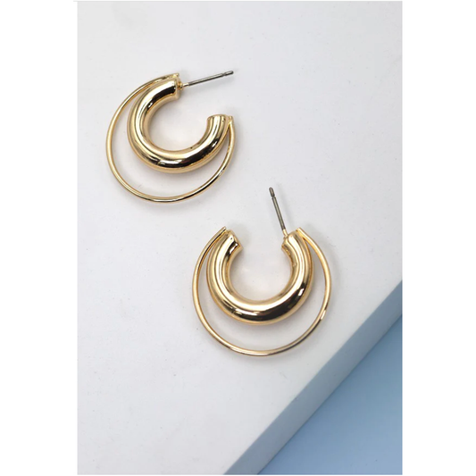 Thin and Thick Double Hoop Earrings