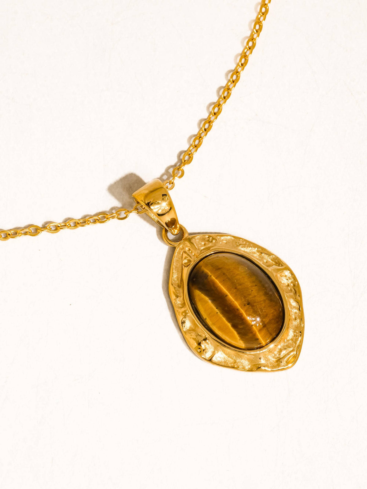 Elouise 18K Gold Non-Tarnish Oval Stone Pendant Necklace