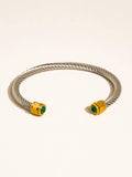 18K Gold Non-Tarnish Stone Braided Bangle