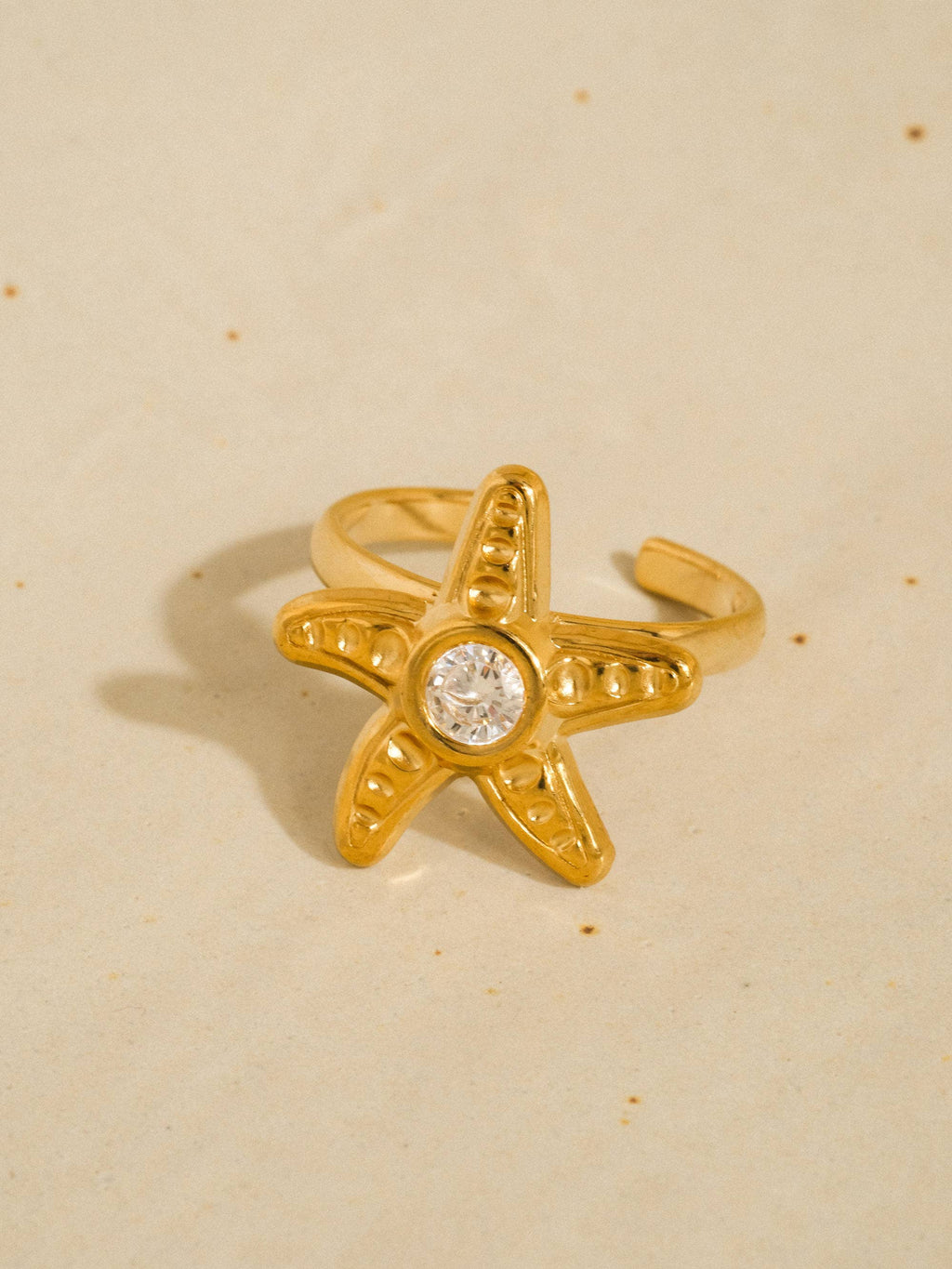 Marin 18K Gold Non-Tarnish Starfish CZ Statement Ring