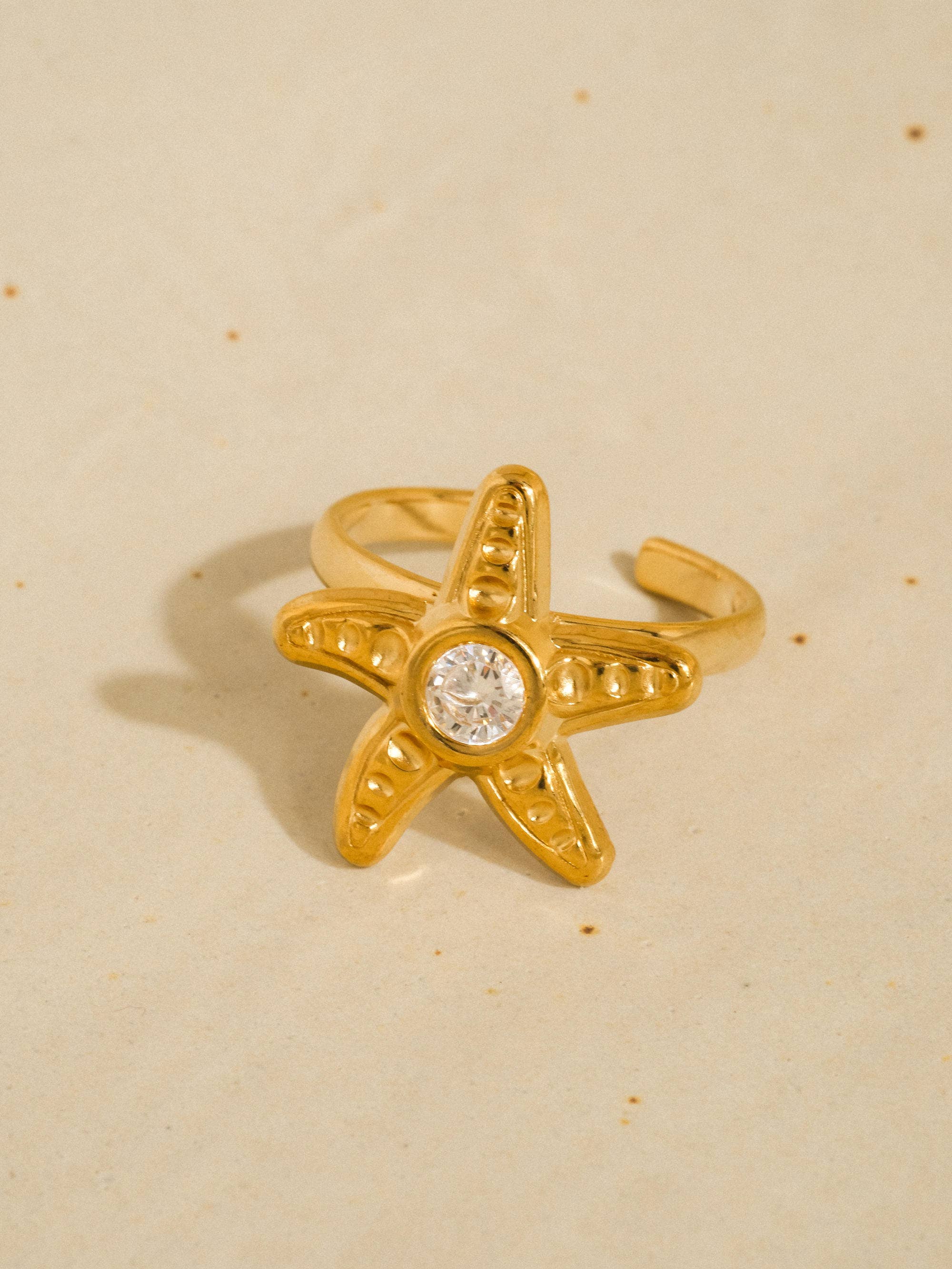 Marin 18K Gold Non-Tarnish Starfish CZ Statement Ring